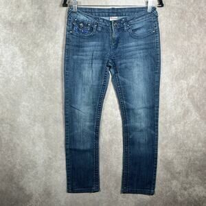 True Religion Skinny Jeans Womens Size 27 Blue Dark Wash Denim Low Rise‎